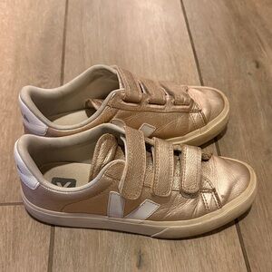 Veja Gold and White Women's Sneakers